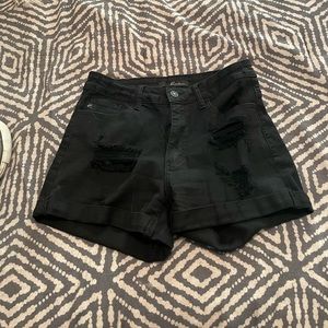 KanCan black distressed shorts